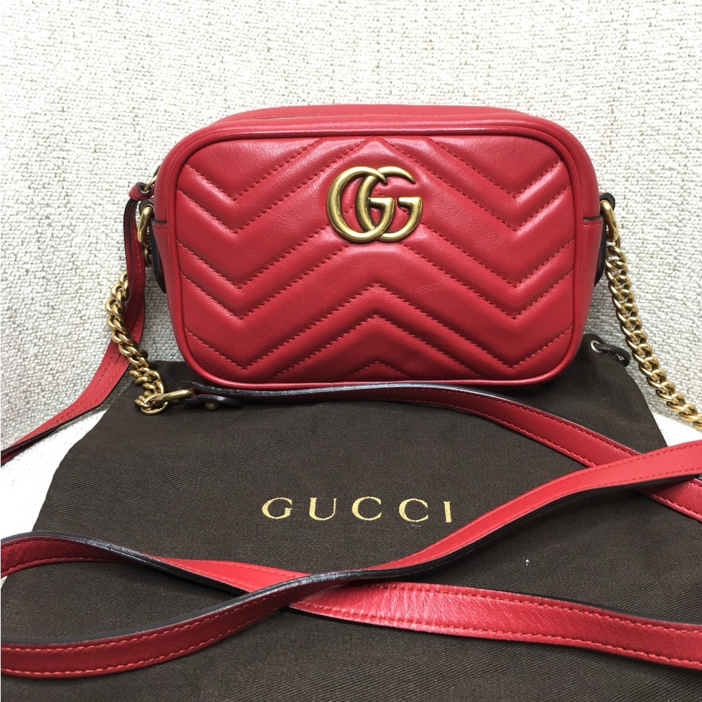 Gucci Red Crossbody Bag with Gold Accents